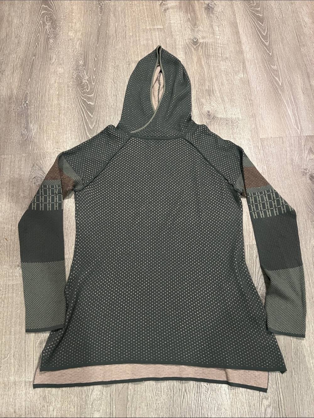Krimson Klover Wool blend Tunic Hooded Sweater in Olive Green size XL